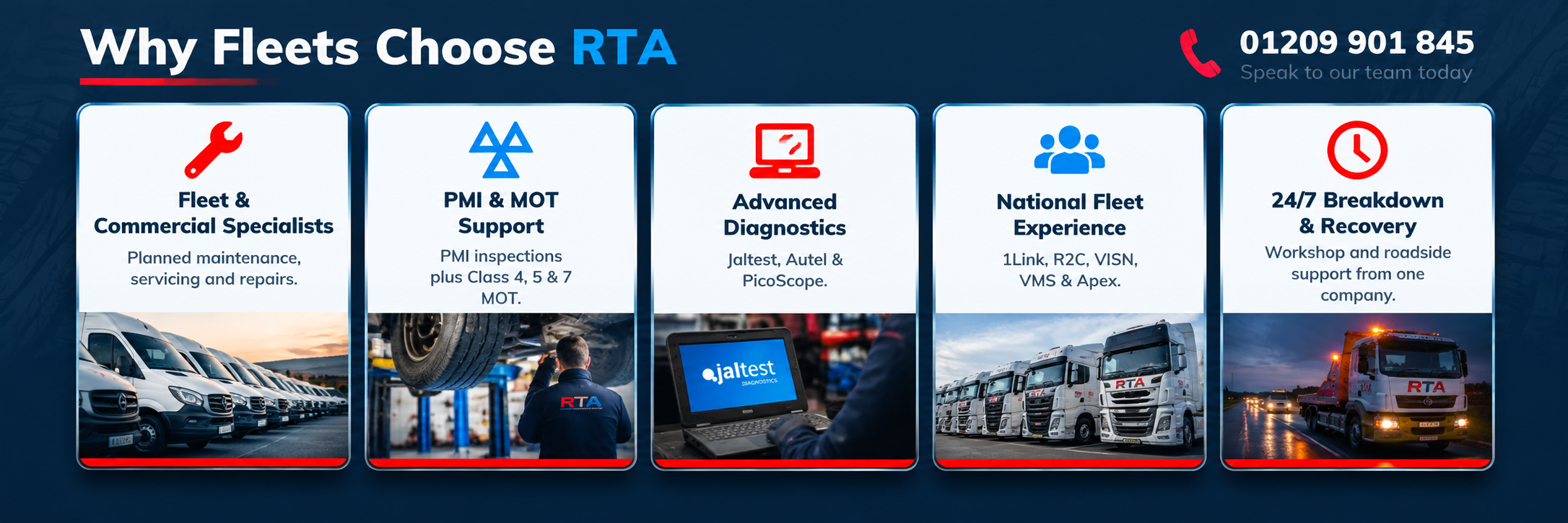 Why Fleets Choose RTA - fleet services, MOT, diagnostics, fleet platform experience and 24/7 recovery